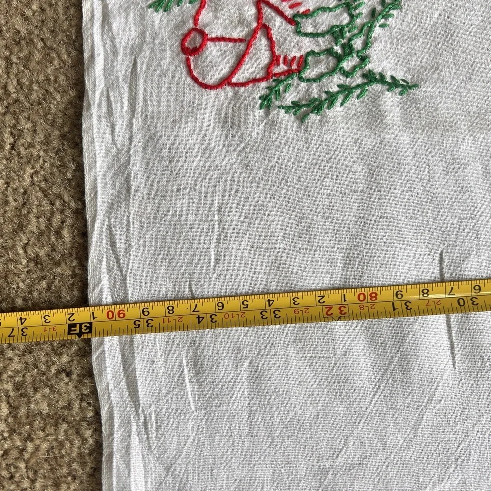 Vintage Hand embroidered Tablecloth Table Square Christmas 36